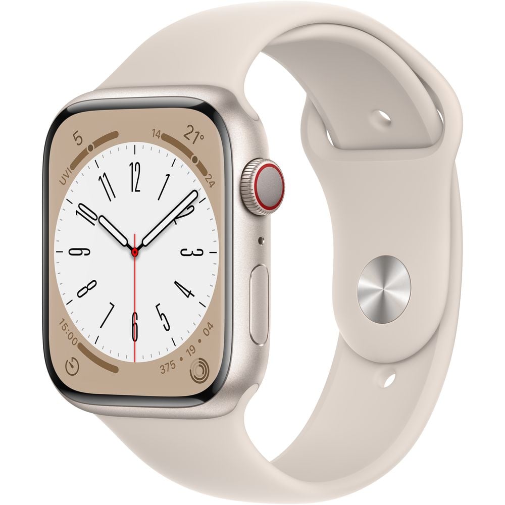 Apple Watch Series 8 GPS + Cellular 45mm Starlight Aluminum Case with Starlight Sport Band - Regular – Middle East Version