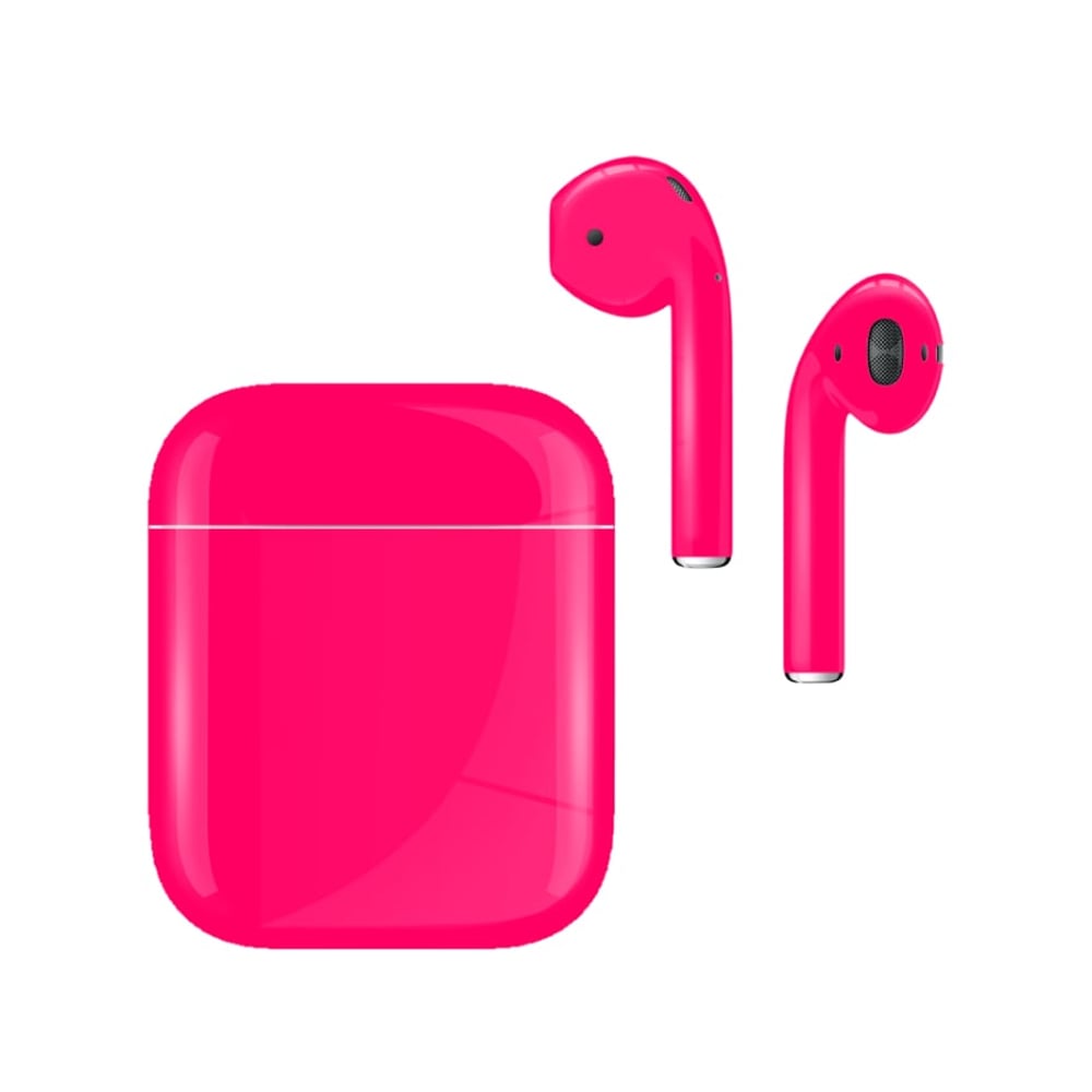 Caviar Customized Airpods 2nd Gen Automotive Grade Scratch Resistant Paint Neon Pink Glossy