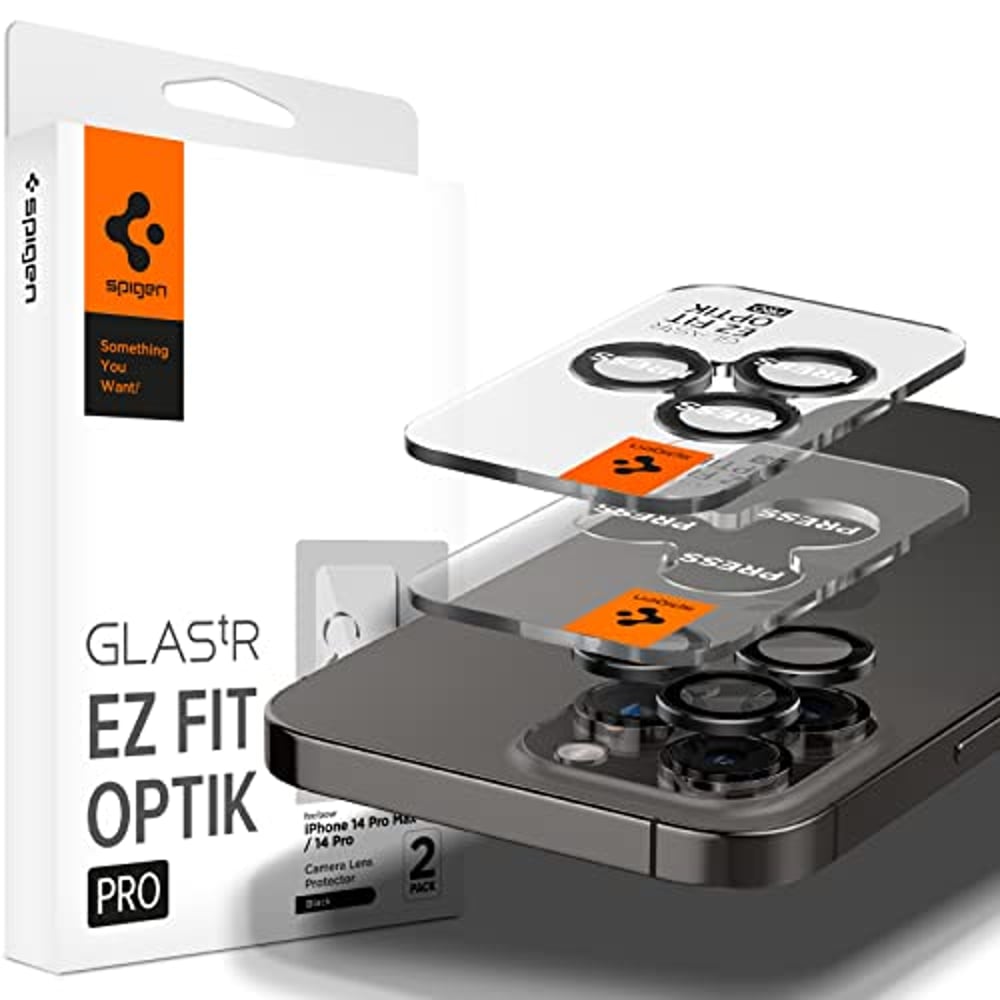Spigen GLAStR EZ-Fit Optik PRO Camera Lens  Protector  for iPhone 14 PRO and iPhone 14 Pro MAX (2022) - Black 2 Pack