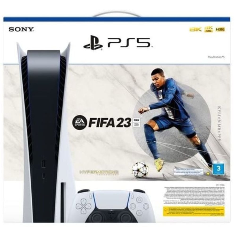 Sony PlayStation 5 Console (CD Version) White - Middle East Version + FIFA23 Game Voucher