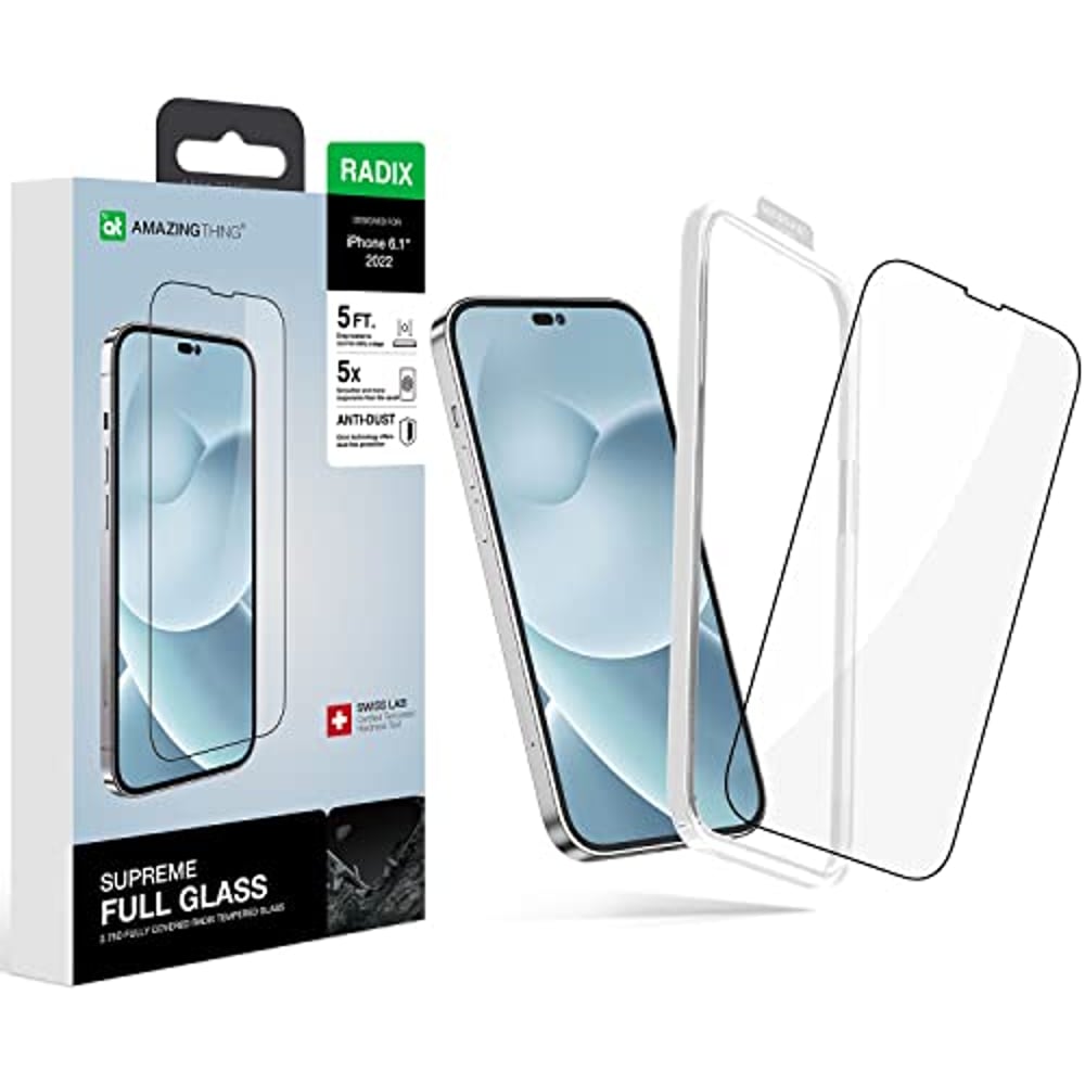 Amazing Thing Supreme Glass for iPhone 14 and iPhone 13/13 Pro Screen Protector (6.1 inch) Tempered Glass with Dust Free Omni Technology and Easy Install Tray - [Full Cover 2.75D]