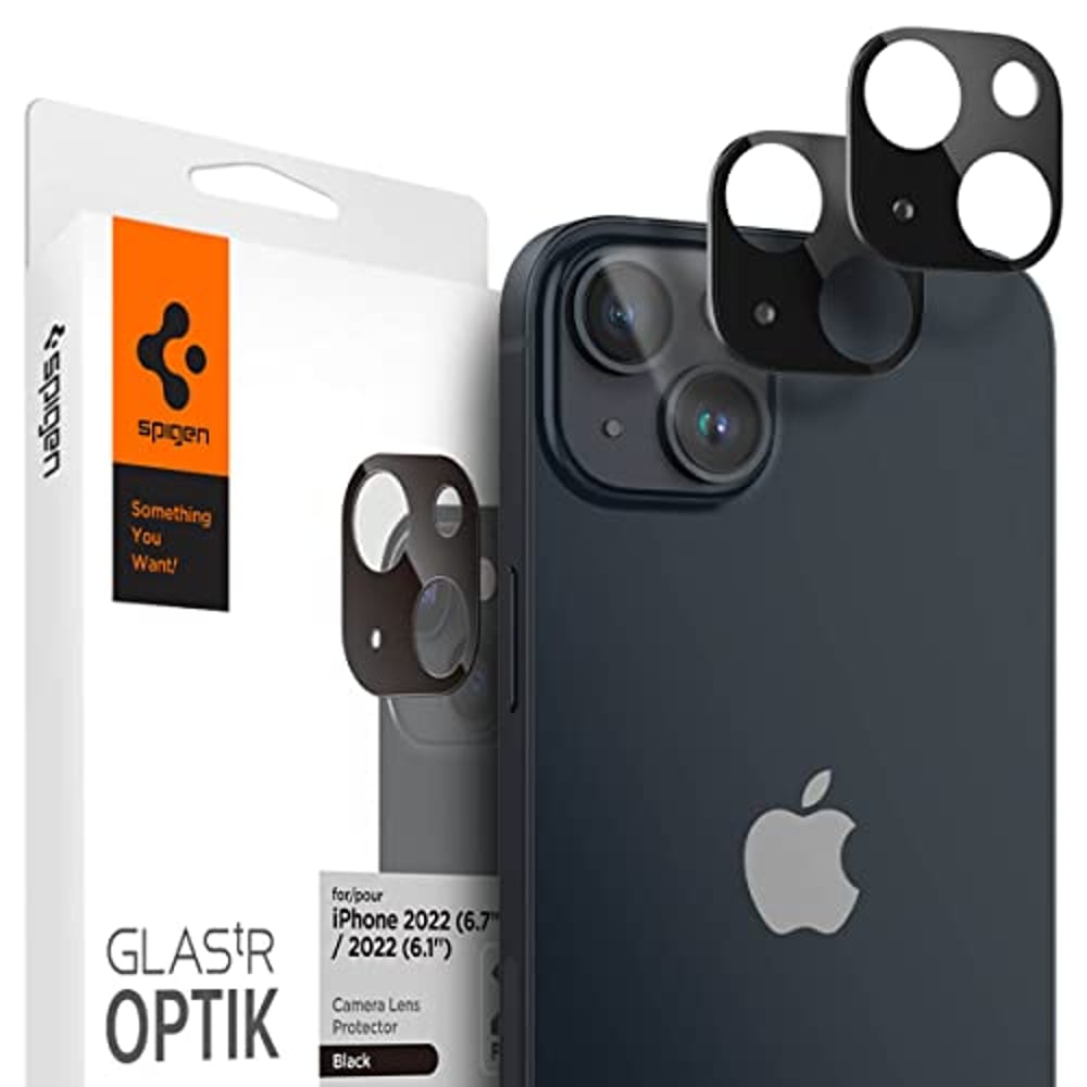 Spigen GLAStR Optik Camera Lens Protector for iPhone 14 and iPhone 14 PLUS (2022) - Black 2 Pack