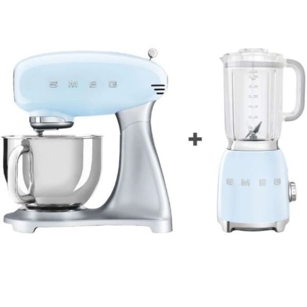 Smeg Blender Pastel Blue BLF01PBUK + Stand Mixer SMF02PBUK