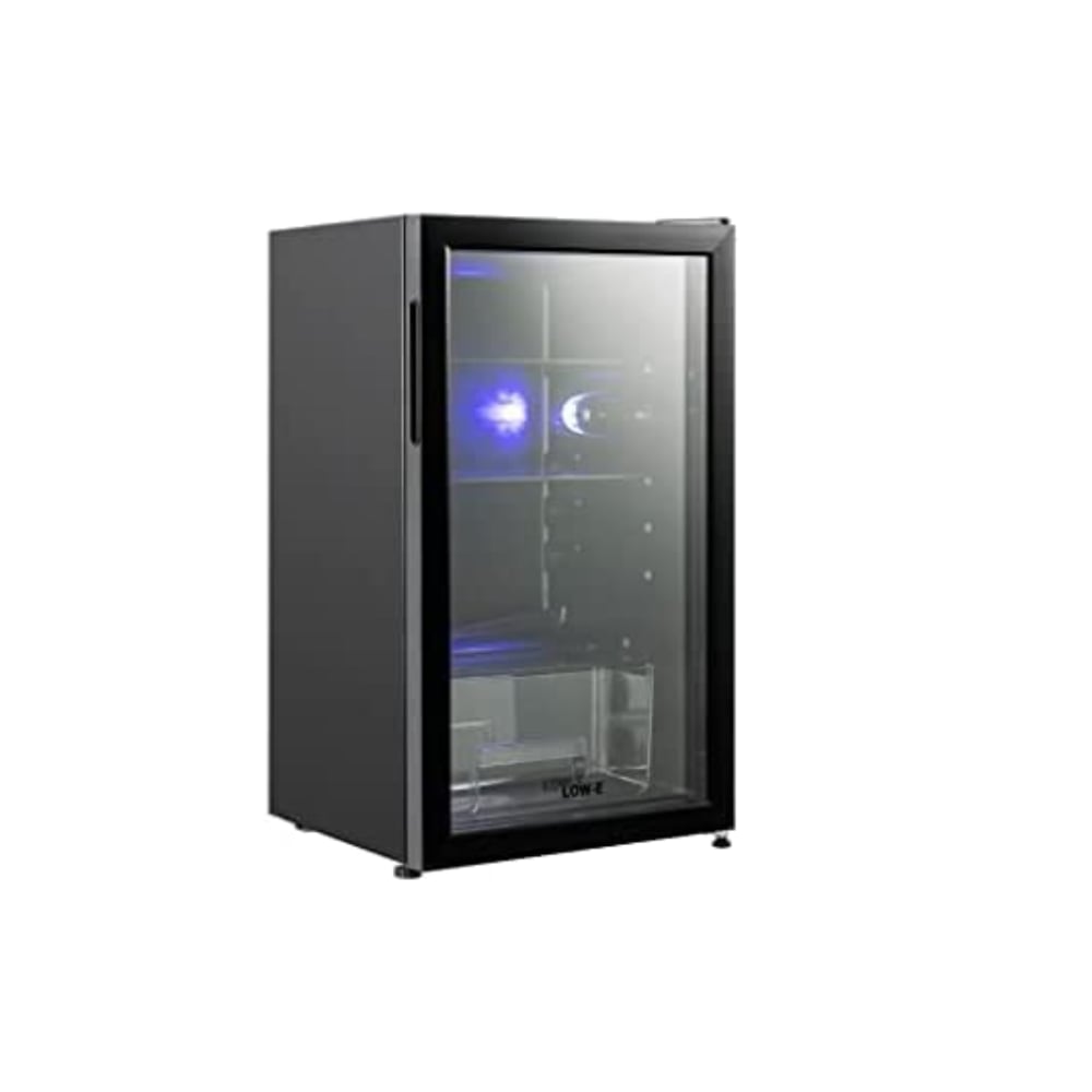 CHiQ 120 Liter Beverage Cooler with Static Cooling System, Glass Door, Less Noise, Super Energy Saving, Black- CSR120GCK1