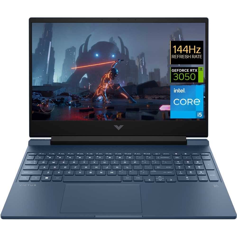 HP Victus Gaming (2022) Laptop - 12th Gen / Intel Core i5-12450H / 15.6inch FHD / 512GB SSD / 16GB RAM / 4GB NVIDIA GeForce RTX 3050 Graphics / Windows 11 Home / English & Arabic Keyboard / Blue / Middle east Version - [15-FA0092NE]