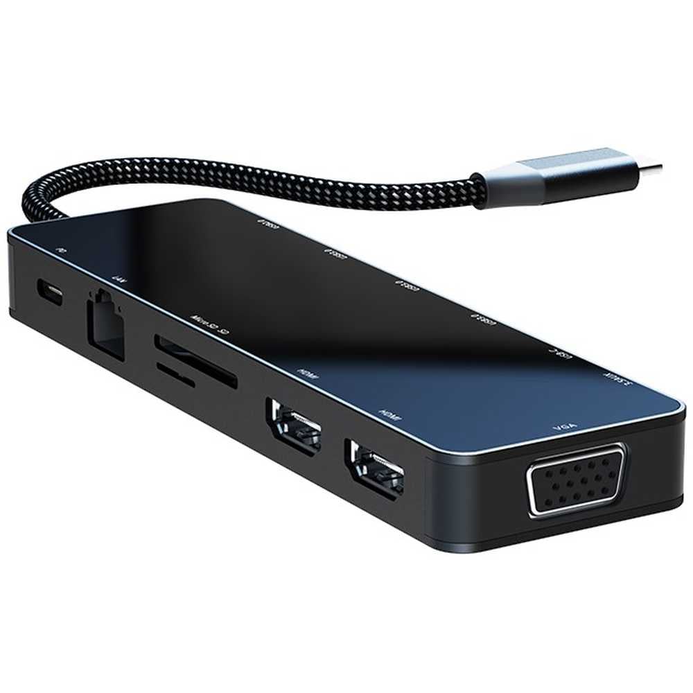 Inet INHUVT1300 13 In 1 USB-C Hub Black