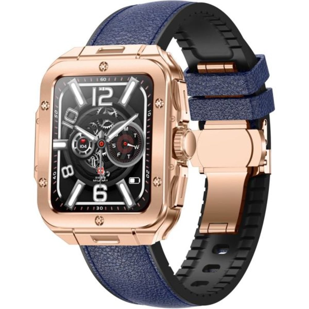 Swiss Military ALPS 2 Smartwatch Rose Gold With Blue Leather Strap