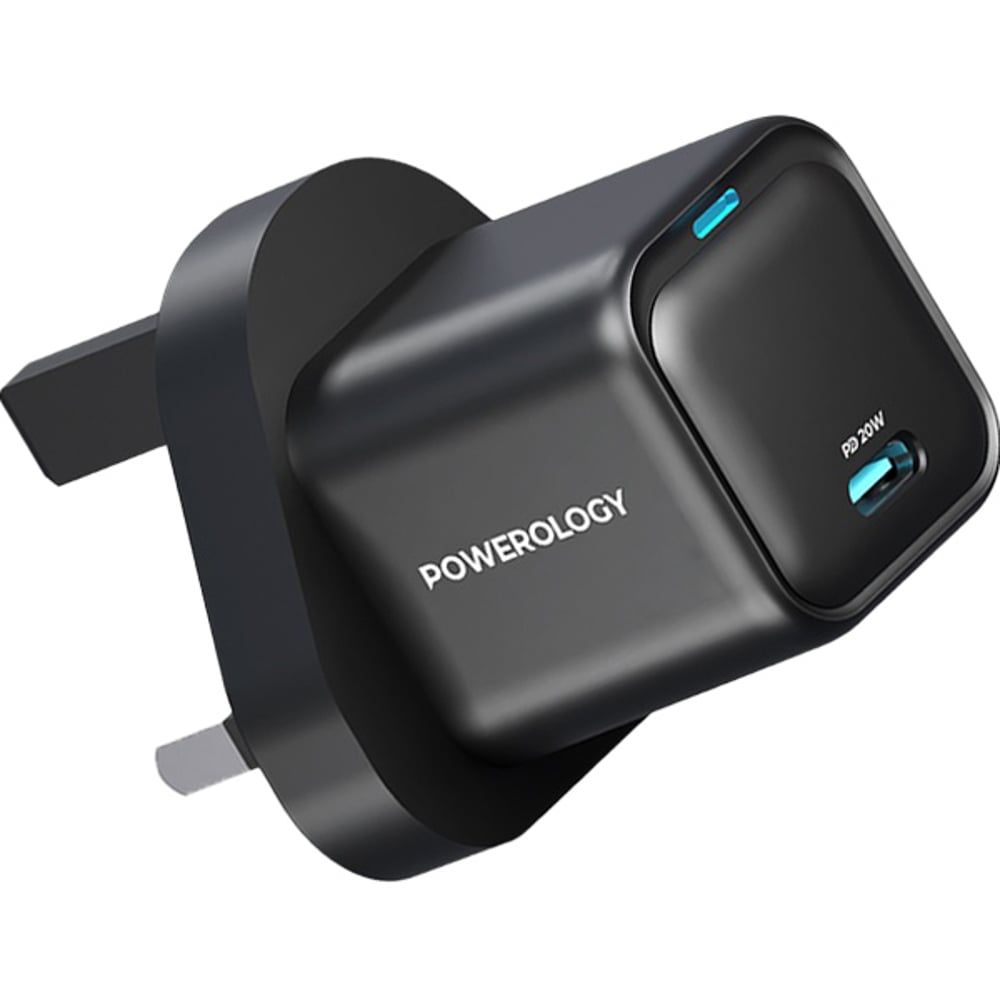 Powerology Single C Port PD Charger UK 20W Black