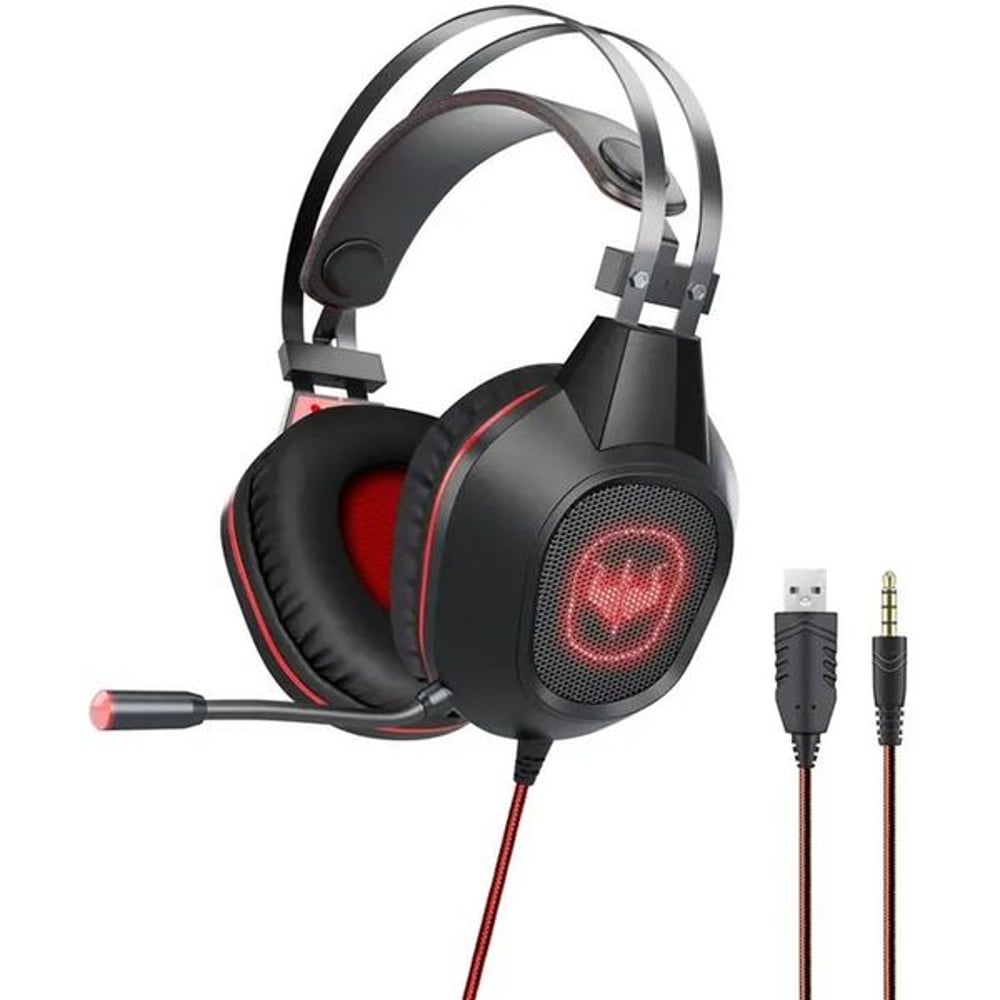 Ovleng GT65BLACK Wired Over Ear Gaming Headphones Red/Black