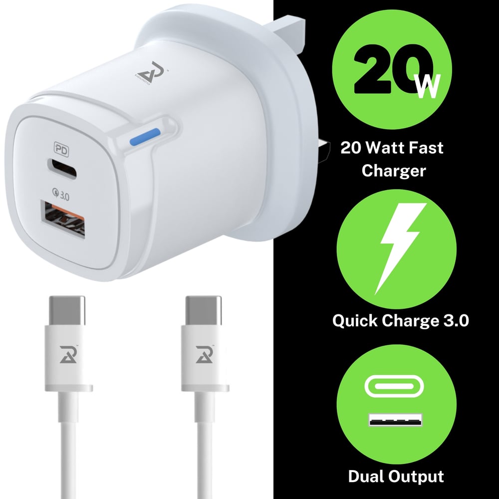 Radalifestyle QC 9 Fast Charger With Quick-Charge 20W & Type C Cable Included