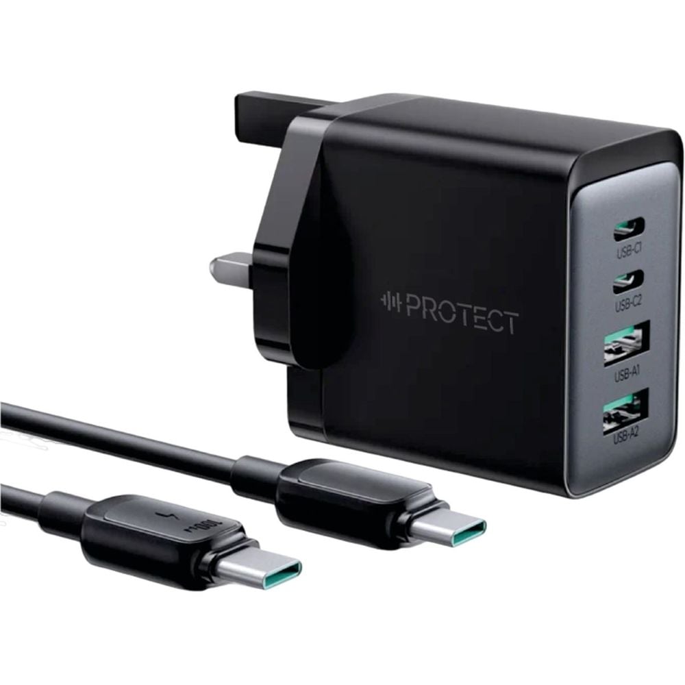 Protect GaN Ultra Fast Charger With USB-C To USB-C Cable 1m Black