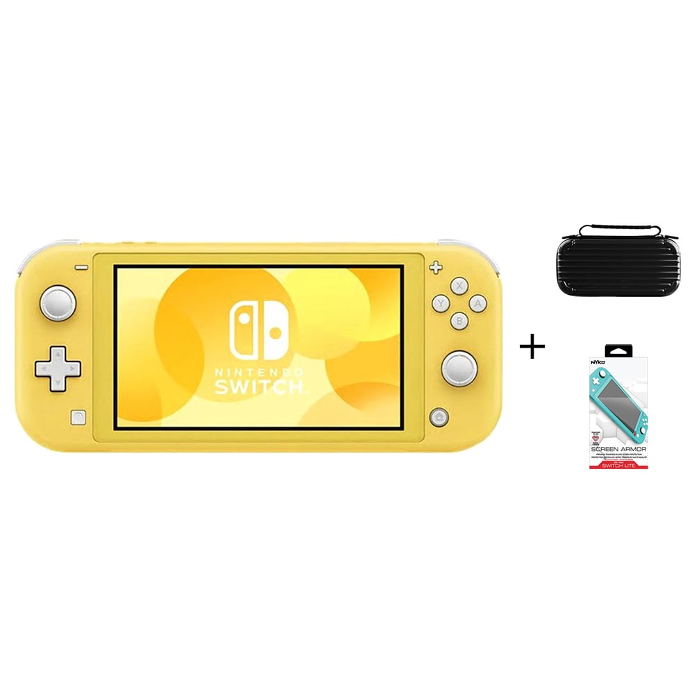 Nintendo Switch Lite Gaming Console 32GB Yellow + Nyko Elite Shell Case + Nyko Screen Armor