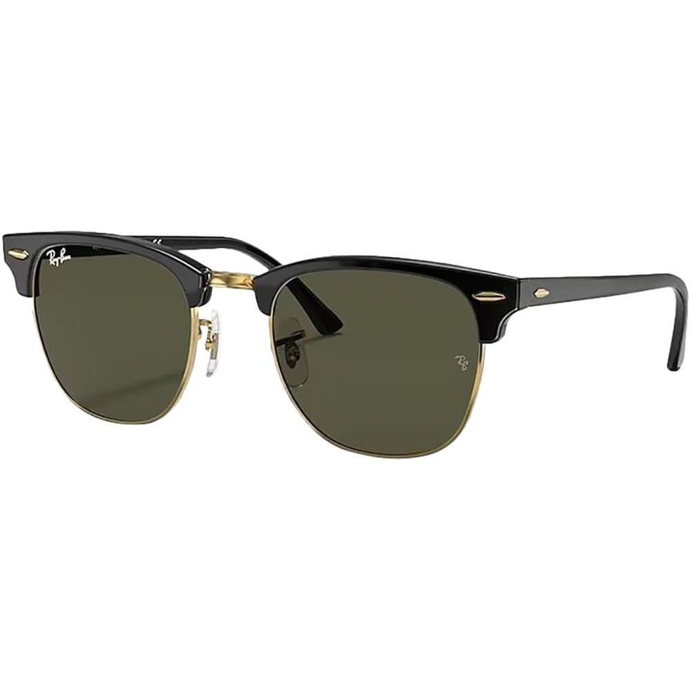 Rayban Clubmaster Classic Black Gold Square Sunglasses For Women RB3016
