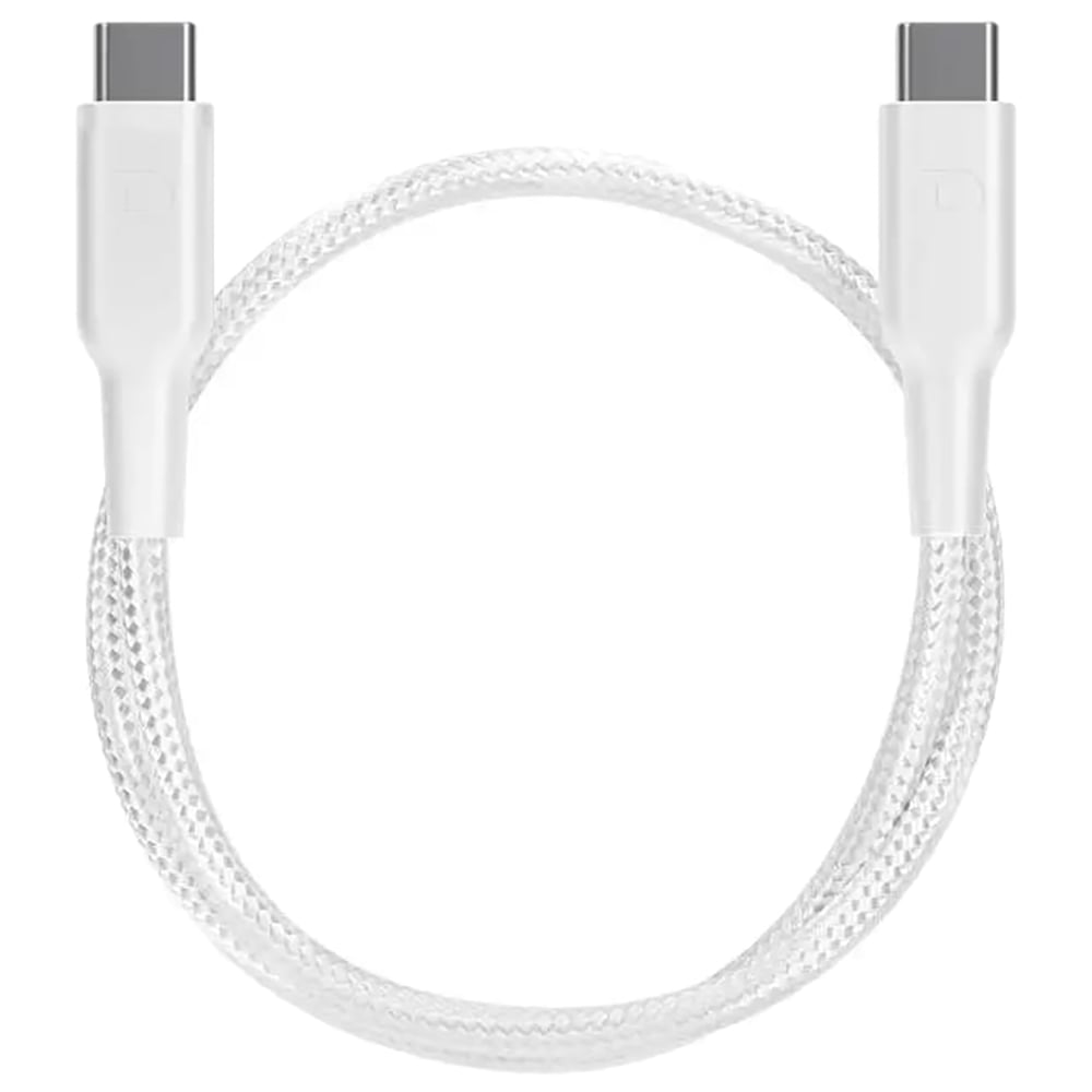 Powerology Braided USB-C To USB-C Data & Fast Charge Cable 30cm White