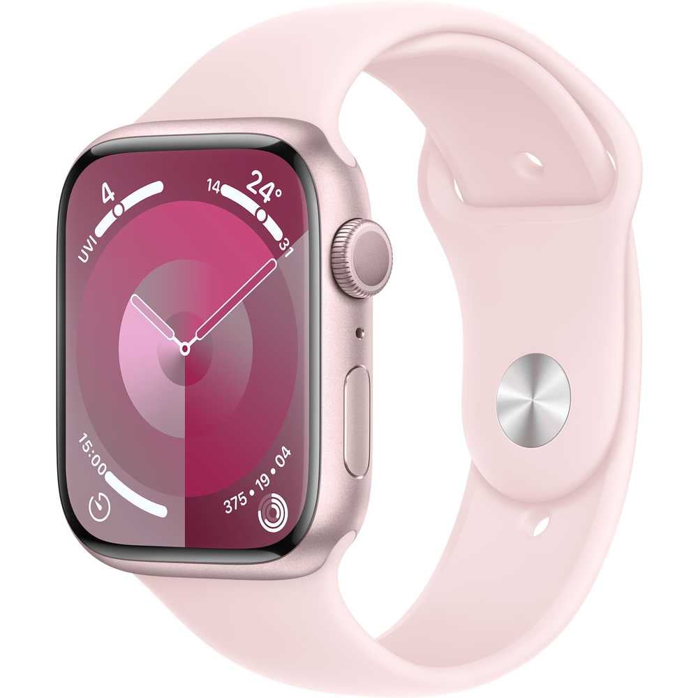 Apple Watch Series 9 GPS 45mm Pink Aluminum Case with Light Pink Sport Band S/M – Middle East Version