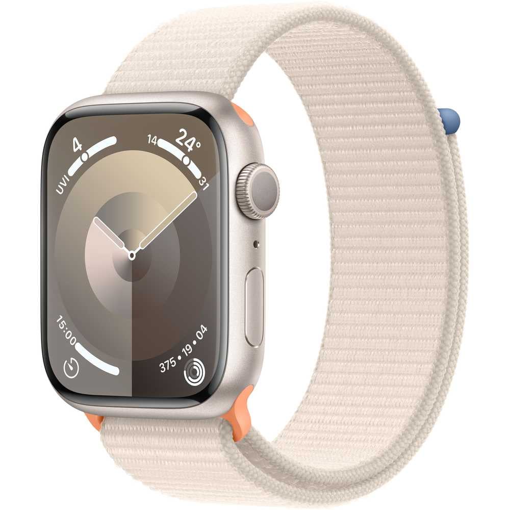 Apple Watch Series 9 GPS 41mm Starlight Aluminum Case with Starlight Sport Loop – Middle East Version