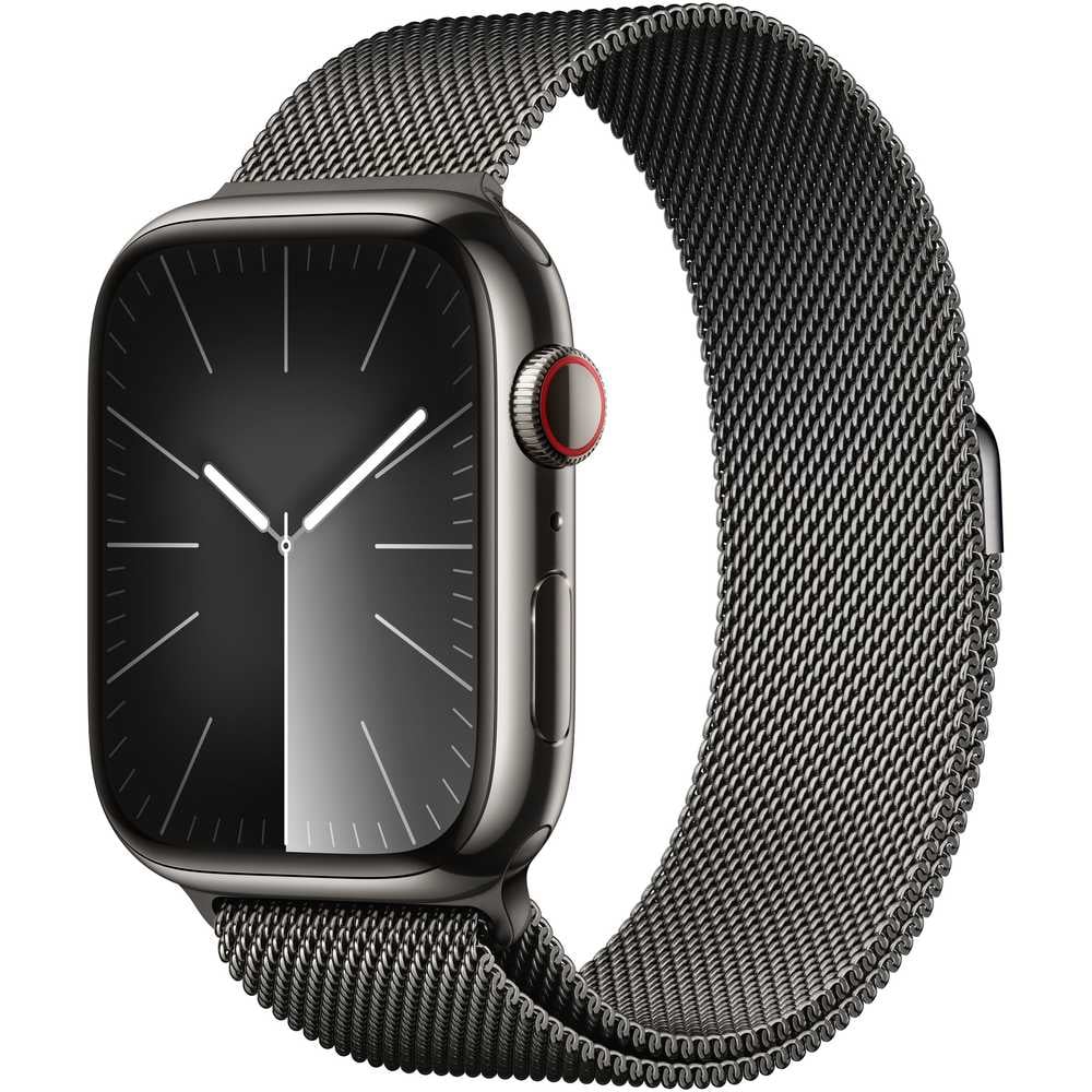 Apple Watch Series 9 GPS + Cellular 41mm Graphite Stainless Steel Case with Graphite Milanese Loop – Middle East Version