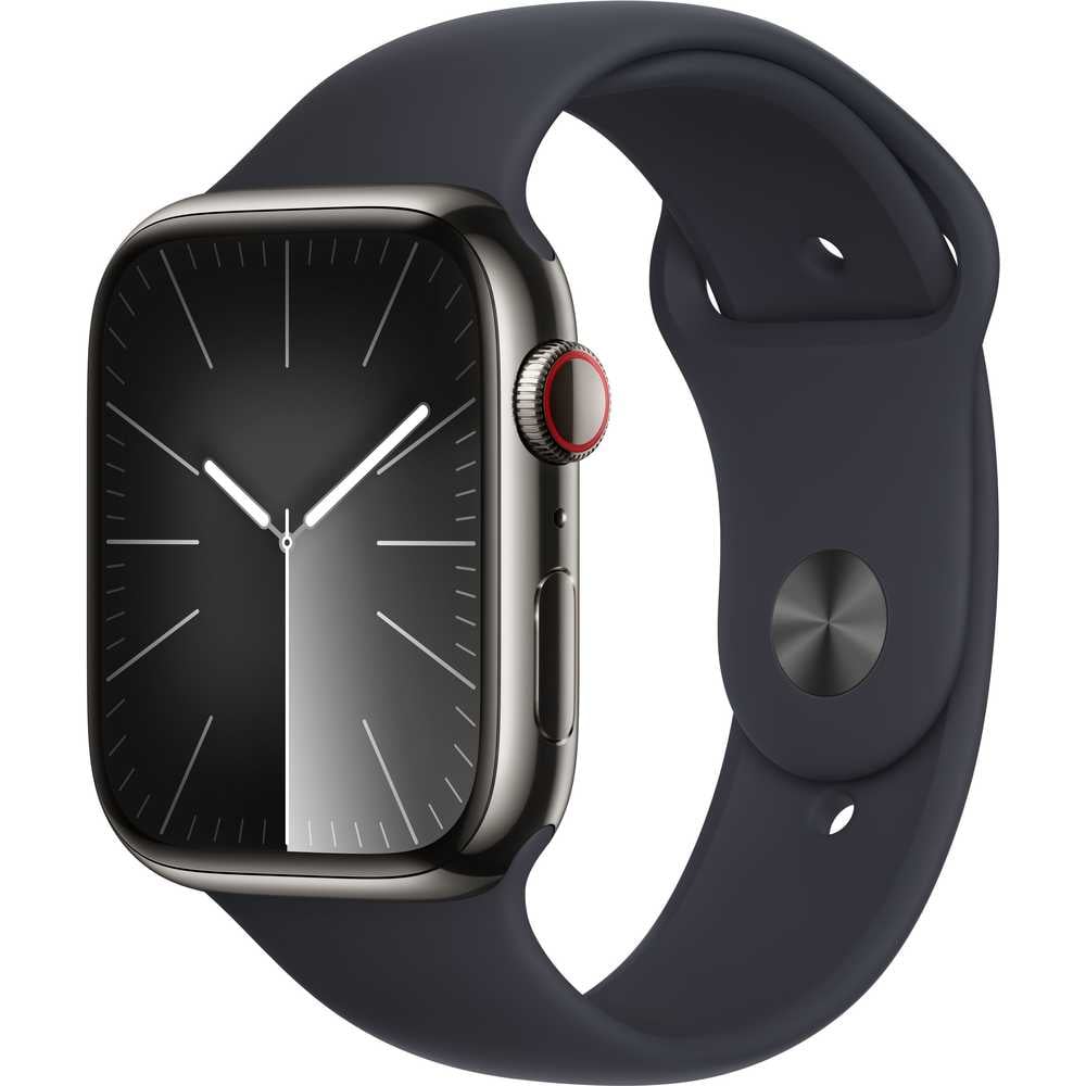 Apple Watch Series 9 GPS + Cellular 41mm Graphite Stainless Steel Case with Midnight Sport Band M/L – Middle East Version