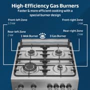 Beko 60x60cm Freestanding Gas Cooker, 4 Burners (1 Wok), 64L Oven, Stainless Steel - FSGT61121DXL