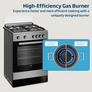 Beko 60x60cm Freestanding Gas Cooker, 4 Burners (1 Wok), 64L Oven, Stainless Steel - FSGT61121DXL