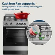 Beko 60x60cm Freestanding Gas Cooker, 4 Burners (1 Wok), 64L Oven, Stainless Steel - FSGT61121DXL