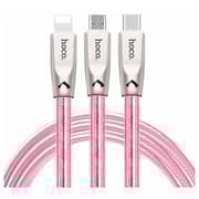 Hoco U9 3in1 Zinc Alloy Jelly Knitted Charging Cable 1.5m Rose Gold