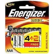 Energizer E91BP6 Max Alkaline Battery AA 4pcs + 2pcs