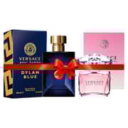 Versace Bright Crystal Perfume For Women 90ml Eau de Toilette + Versace Dylan Blue Perfume For Men 100ml Eau de Toilette