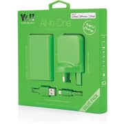 Yell VA38BL USB Travel Power Adapter W/Power Bank 5600mAh & Lightning Cable Green