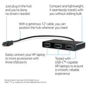 HP Z8W90AA USB C To USB A 3 Port Hub Black