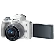 Canon EOS M50 Mirrorless Digital Camera White With EF-M 15-45mm f/3.5-6.3 IS STM Lens
