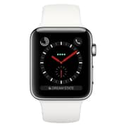 Apple Watch Series 3 GPS + Cellular 42mm Stainless Steel Case with Soft White Sport Band