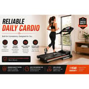 Treadmill for Home, Foldable Treadmill with 4HP Peak Motor, Shock Absorption Running Machine, 43cm Wide Belt, 14 km/h Speed, LCD Display, MP3 Speakers, 12 Programs, 110kg Capacity EM-1222