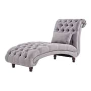 Tufted Chaise Lounge Sofa in Grey Color
