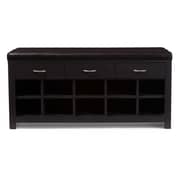 Entryway Bench with Shoe-Storage Compartments Brown