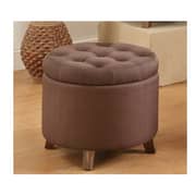 Storage Ottoman upholstered fabric with accent tufting Brown