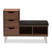 Modern Shoe Storage Cabinet with Bench (Walnut)