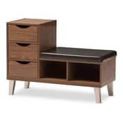 Modern Shoe Storage Cabinet with Bench (Walnut)