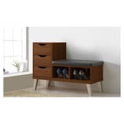Modern Shoe Storage Cabinet with Bench (Walnut)