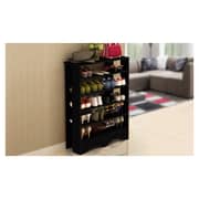Five-Tier Wooden Shoe Rack Organiser (Black)