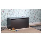 Wood-Effect Ottoman Storage Box Black Oak