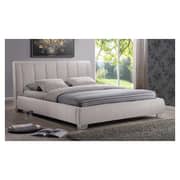 Olson Modern Platform Super King Bed without Mattress Light Beige
