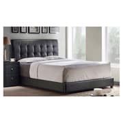 Lusso Tufted Black Faux Leather Super King Bed without Mattress Black