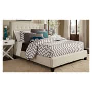 Melina Tufted Linen Wingback King Bed without Mattress Beige