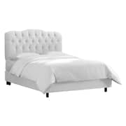 Tufted Bed Velvet White Queen Bed without Mattress White