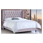 Tufted Linen Uphosltered Wingback Queen Bed without Mattress Smoke