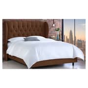 Tufted Linen Uphosltered Wingback King Bed without Mattress Brown