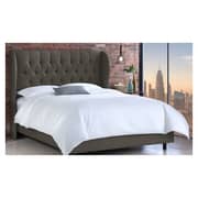 Tufted Linen Uphosltered Wingback King Bed without Mattress Dark Grey