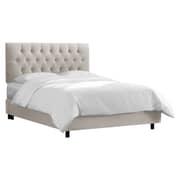 White Velvet Tufted King Bed with Mattress Light Grey