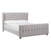 David Tufted Wingback Upholstered King Bed without Mattress Grey
